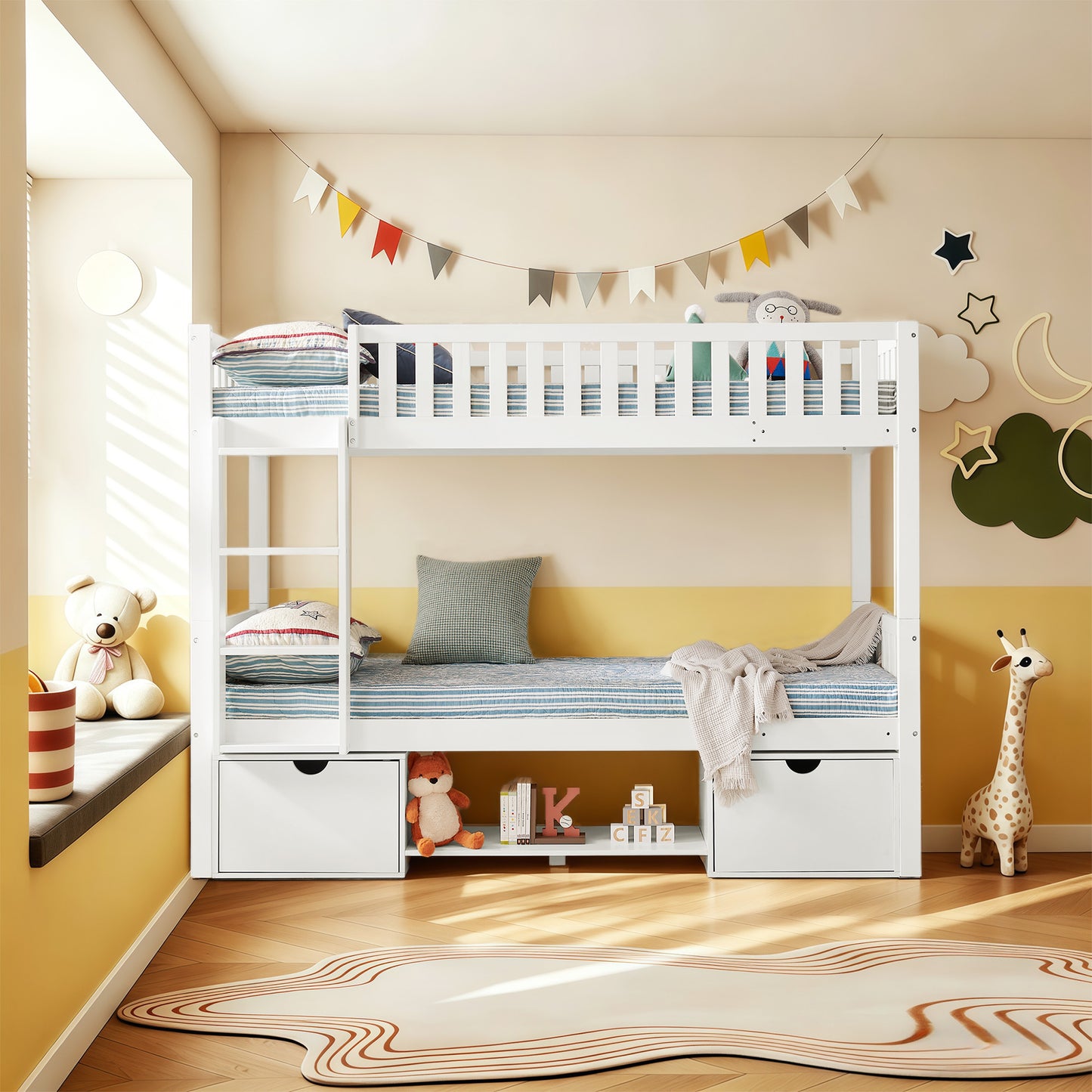 Large Solid Pine Wood Children's Double Bed