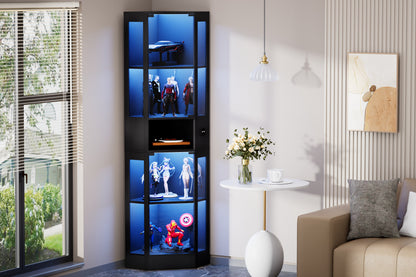 Funfstockige Glasvitrine mit Stauraum, LED-Beleuchtung, Glasturen und intelligenten Sensoren Geeignet fur