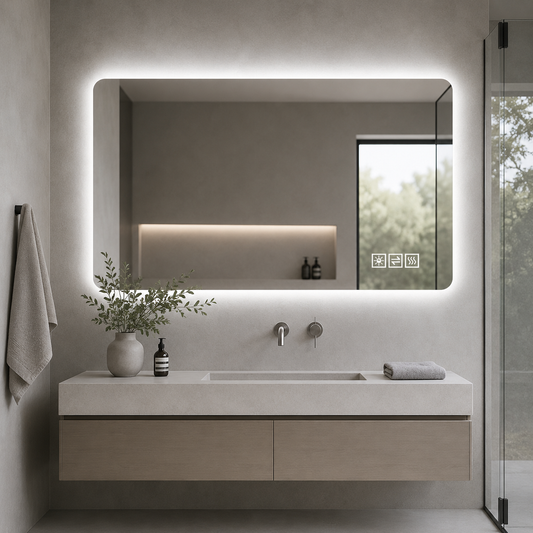 60*120cm  LED bathroom mirror, corrosion-resistant, three-color dimmable, backlit mirror with one-touch demist function