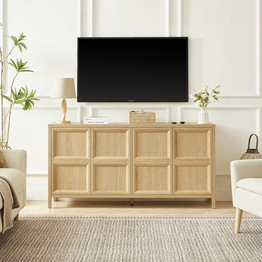 Gigab2b original image - Moderner Sideboard Aufbewahrungsschrank mit Tip-On Öffnung, Soft-Close Scharnieren und kippsicherer Wandhalterung, Schlafzimmer Kommode 160x40x80 cm in hellem Eichenton