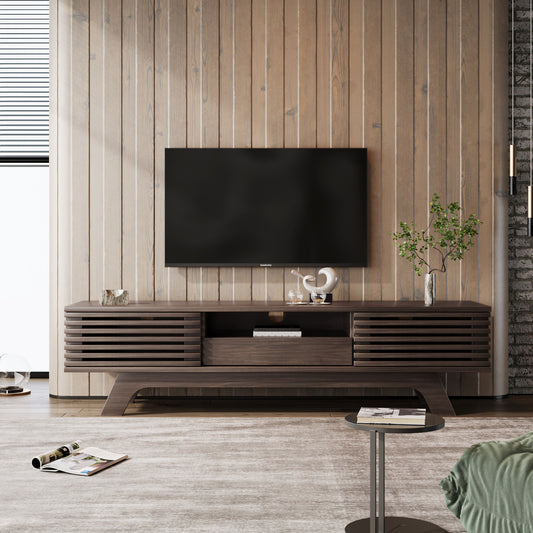 Gigab2b original image - TV-Schrank mit einer Schublade und zwei Türen, TV-Möbel, TV-Panel, TV-Lowboard, TV-Schrank. Einzigartiges Design, Vintage-Holzfarbe. 150*35*44 cm