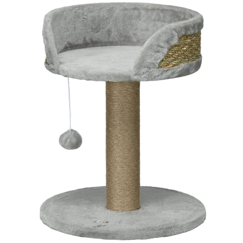 Gigab2b original image - Kratzbaum klein, 49 cm Katzenbaum, Katzenkratzbaum mit Spielball, Liegefläche, Kletterbaum für Katzen bis 4 kg, Katzenmöbel, Jute Grau