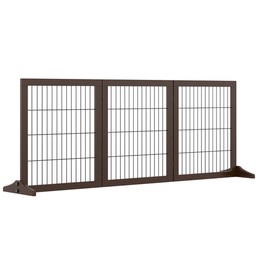 Gigab2b original image - Hundegitter  Absperrgitter aus Kiefernholz, Freistehend, Braun, 185x36x71cm