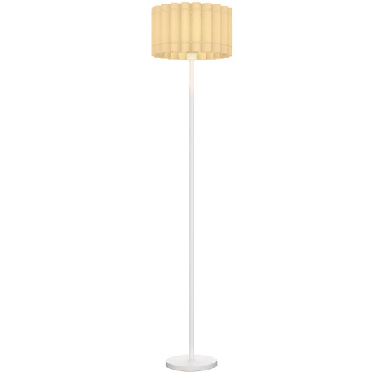 Gigab2b original image - Stehlampe, Stehleuchte mit E27 Fassung, mit Wellenschirm Standlampe mit Fußschalter für Wohnzimmer, Schlafzimmer, exkl. Leuchtmittel, Weiß