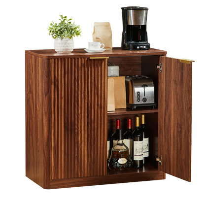Modernes Sideboard mit Vertiefungspanelen & höhenverstellbaren Ablagen, TV-Schrank oder Buffet für Wohnzimmer & Esszimmer, wasserfeste Platte, 80x40x80 cm, Braun