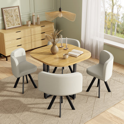 Esstisch und Stuhlset fur 4 Personen,bestehend aus einem Esstisch 85 x 85 cm und vier mit Leinen bezogenen