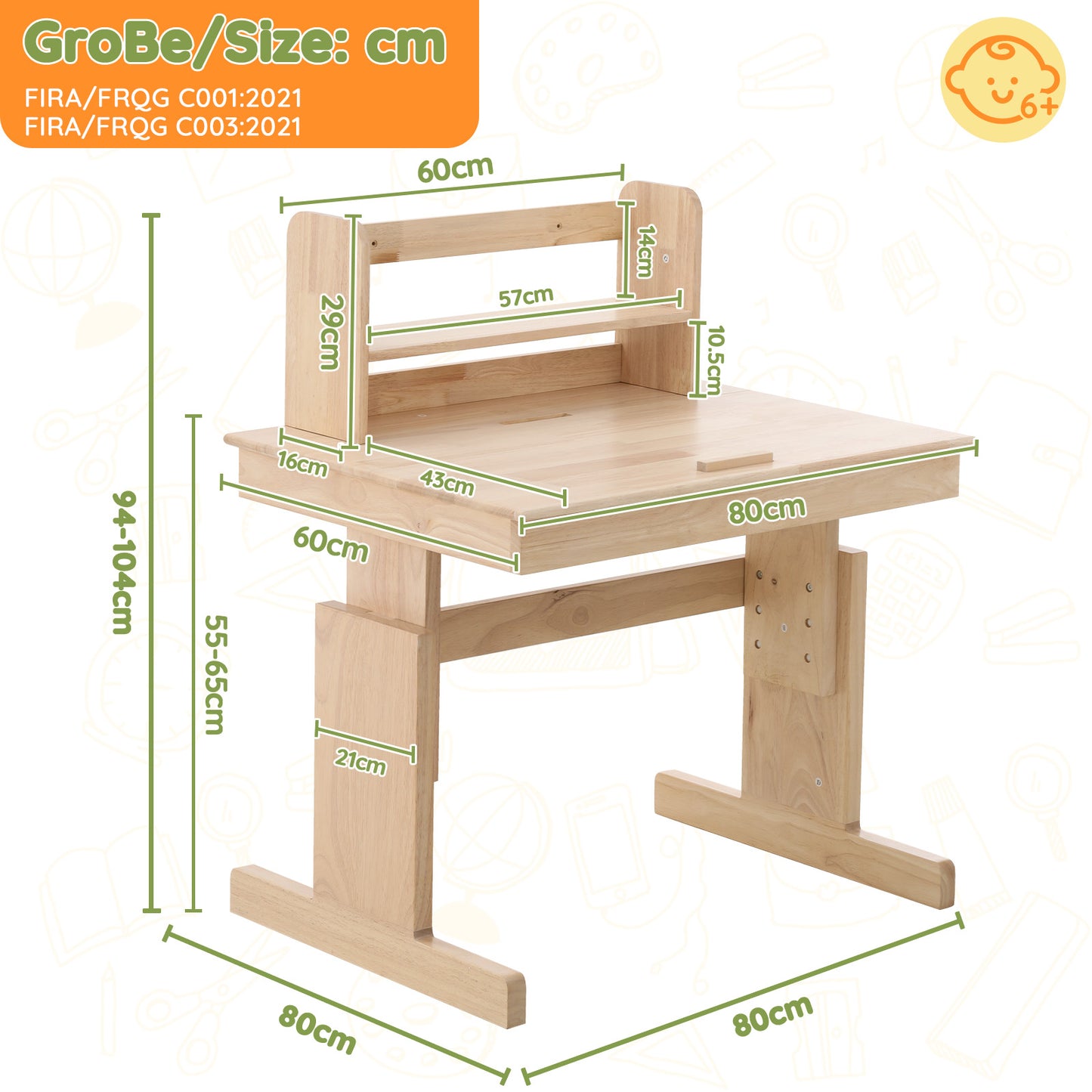 Adjustable Solid Wood Multifunctional Desk for Kids