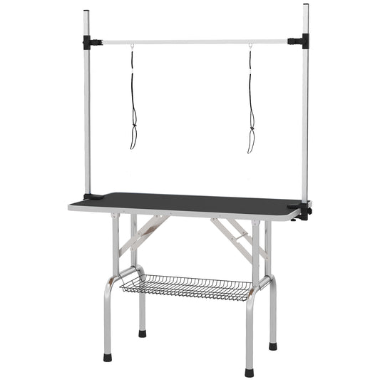 Gigab2b original image - Trimmtisch Tierpflegetisch höhenverstellbar klappbar mit Unterkorb für Hunde 107x60x170cm in Schwarz