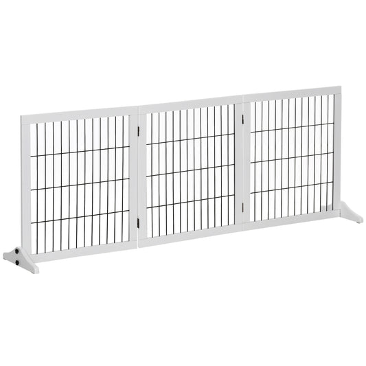 Absperrgitter für Hunde Schutzgitter Treppengitter 185 x 36 x 71 cm aus Kiefernholz in Weiß, ideal für Türschutz & Hundesicherheit