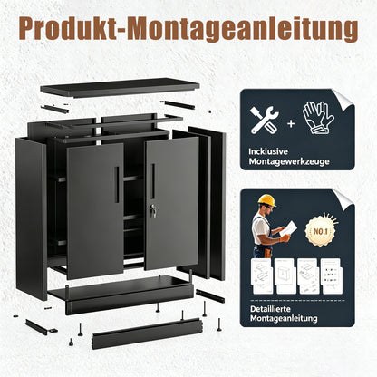 Small Metal Storage Cabinet with Adjustable Shelves