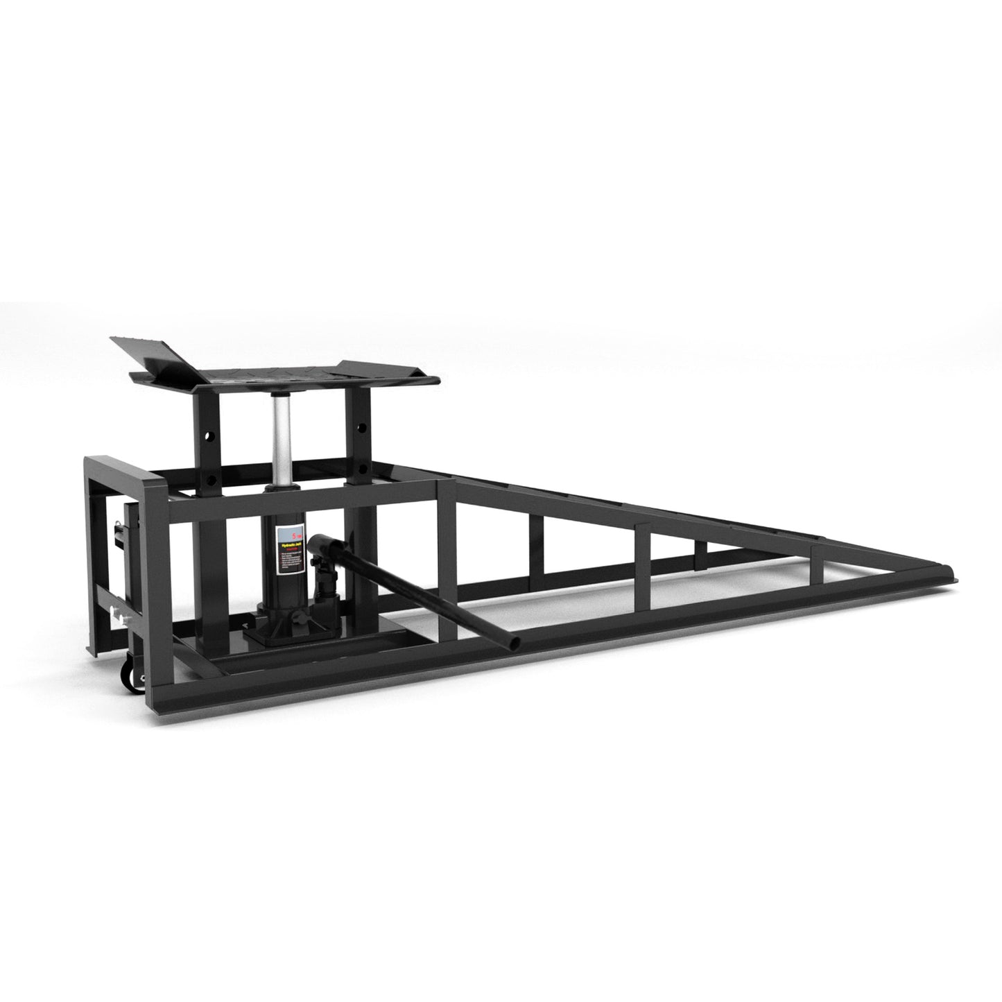 2er-Set Hydraulische Heberampen mit Rollen, 5T Schwerlast-Rampen (11065 lbs) inkl. Hydraulikheber, Tragbare Autohebebühne für Ölwechsel & Heimwerker-Garage, Hubhöhe 23–36 cm (9"–14,2"), Schwarz