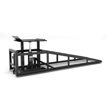 2er-Set Hydraulische Heberampen mit Rollen, 5T Schwerlast-Rampen (11065 lbs) inkl. Hydraulikheber, Tragbare Autohebebühne für Ölwechsel & Heimwerker-Garage, Hubhöhe 23–36 cm (9"–14,2"), Schwarz