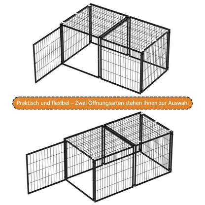 Basics Modulare Hundebox 120x60x60 cm, Flexibler Hunde-Käfig mit Sicherheitsdeckel & Verstellbarer Tür, Aus Stahl mit Rostschutz, inkl. PVC-Auflage, Schwarz