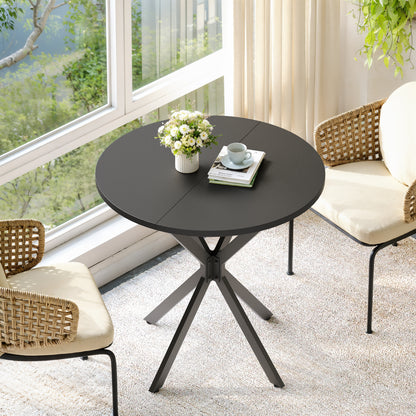 Gigab2b original image - Runder Tisch mit X-Beinen, 80 cm - Küchen- und Esstisch für Homeoffice, Balkon oder als Couchtisch - Schwarz