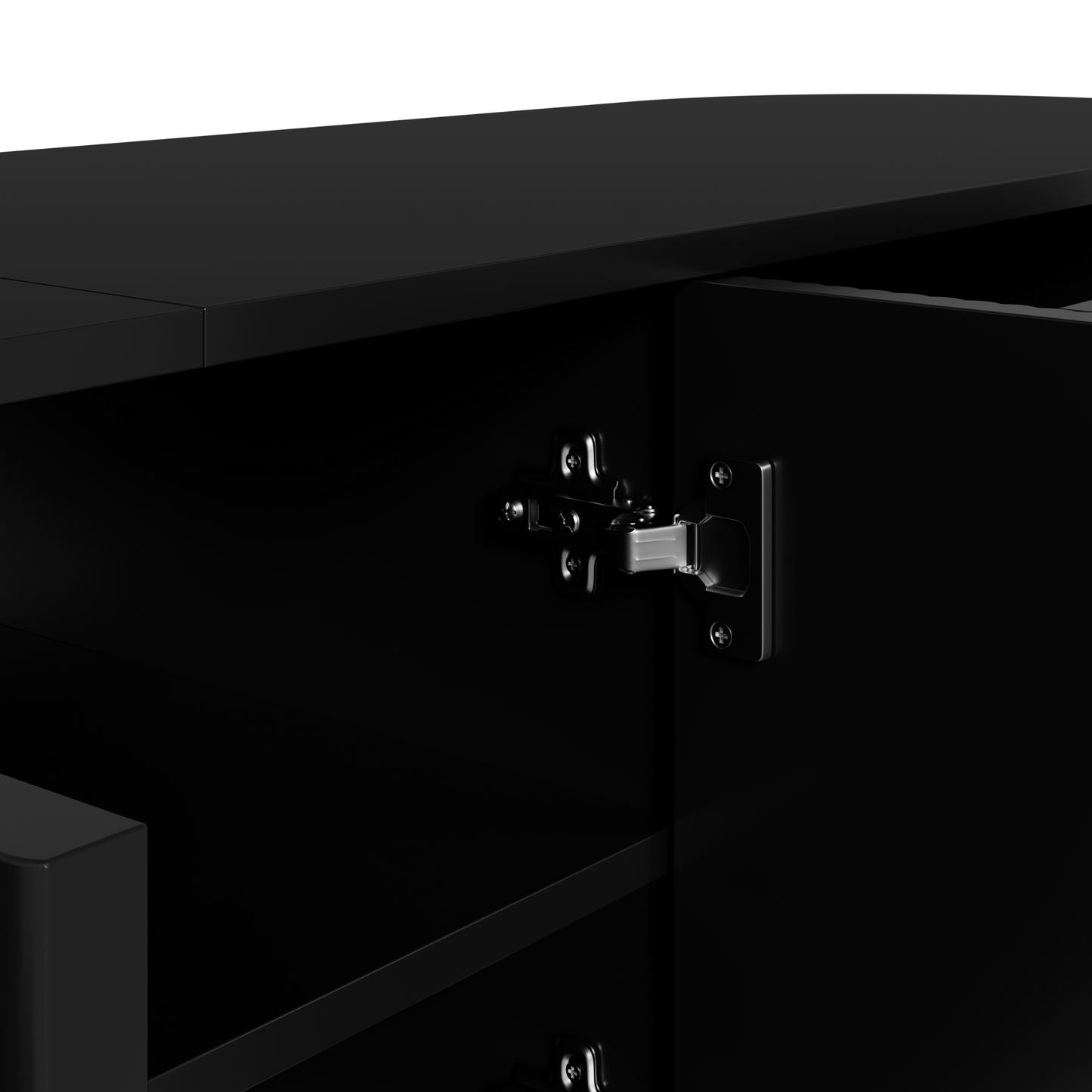 TV-Schrank, Lowboard, dreidimensionale Wellenstruktur, abgerundete Kanten, MDF-Korpus, Aluminiumgriffe, Eisenfüße, fester Einlegeboden, Kabeldurchlass, Wohnzimmer
