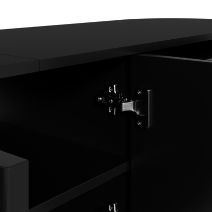 TV-Schrank, Lowboard, dreidimensionale Wellenstruktur, abgerundete Kanten, MDF-Korpus, Aluminiumgriffe, Eisenfüße, fester Einlegeboden, Kabeldurchlass, Wohnzimmer