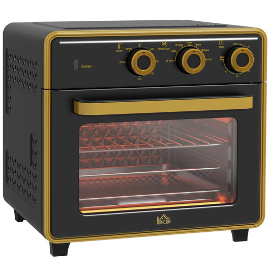 Gigab2b original image - kleiner Backofen 20L 1400W 90-230℃ mit 1 Std Timer 3 Einschubpositionen Backblech Eisen Schwarz 36cm x 37,7cm x 34,5cm