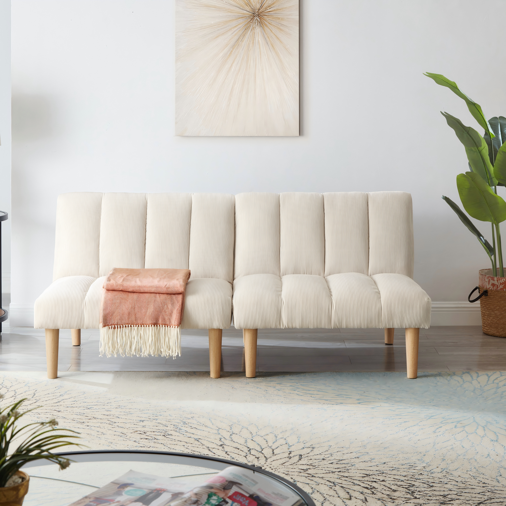 2-Sitzer Schlafsofa 167CM – Klappbares Sofabett mit 3-fach verstellbarer Rückenlehne, Platzsparende Schlafcouch für Wohnzimmer & Büro, Modernes Gästebett für kleine Räume