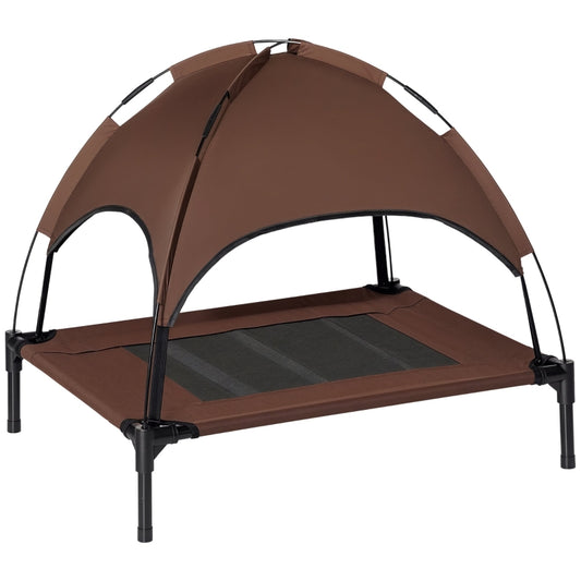 Gigab2b original image - Haustierbett Outdoor mit Baldachin 76x61x73cm, erhöhtes Hundebett aus atmungsaktivem Taftstoff in Kaffee