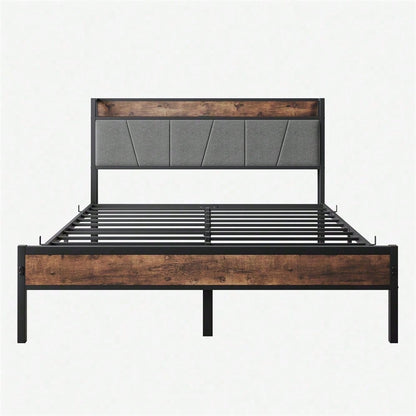 Smart Bettrahmen 140x200 cm - Mit LED-Beleuchtung & USB-Ladestation - Heavy Duty Metalllamellen, geräuschfrei, einfach montierbar
