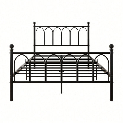 Schwarzes Vintage-Metallbett 120x200 cm - Mit USB-Ladestation & LED-Beleuchtung - Stahl-Slat Unterstützung, großer Stauraum