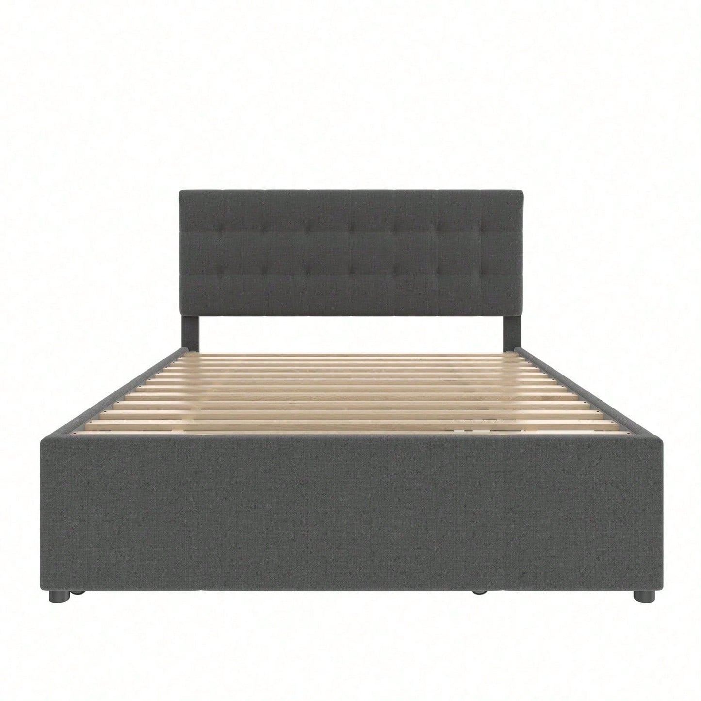 Polsterbett, 140x200cm, Doppelbett, Familienbett, Ehebett mit drei Schubladen, ausziehbares Bett, Verstellbares Kopfteil, Ohne Matratze, Beige
