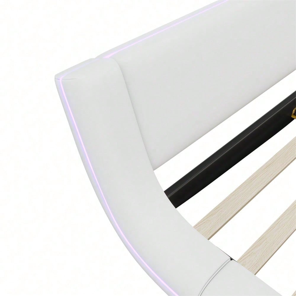 160*200cm Flachbett, Bodenbett, PU, LED-Umgebungslicht, 24-Tasten-Fernbedienung, Schwarz