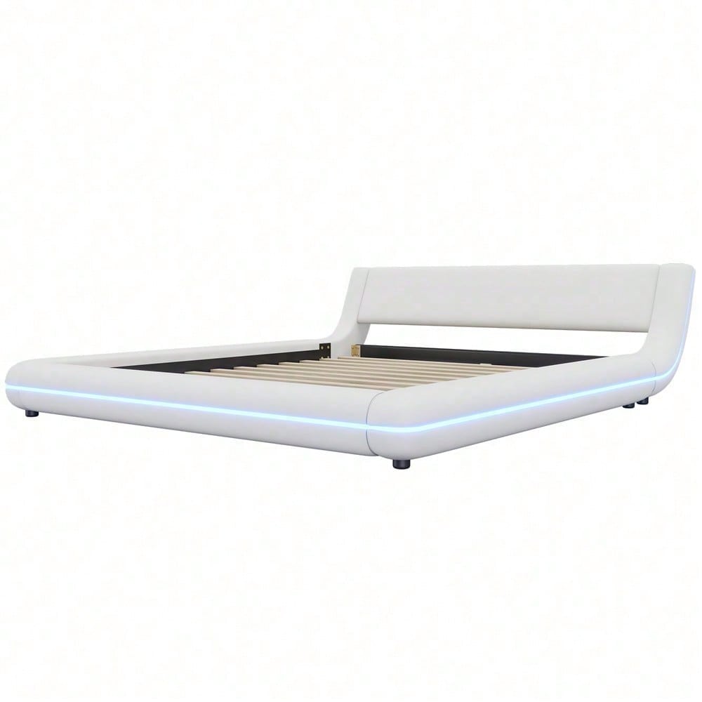 160*200cm Flachbett, Bodenbett, PU, LED-Umgebungslicht, 24-Tasten-Fernbedienung, Schwarz