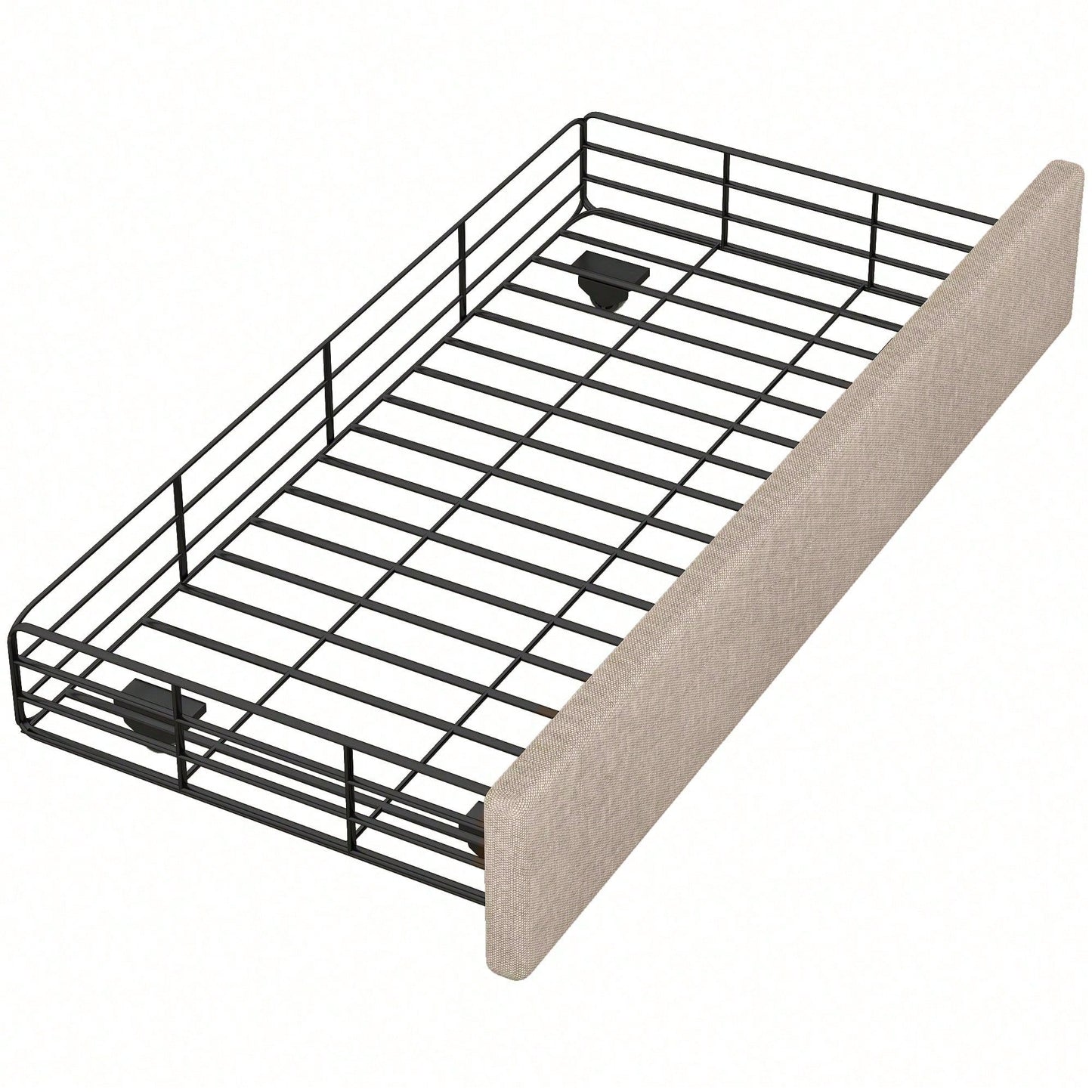 90*200 cm flaches Bett, gepolstertes Bett, Nachttischpolsterung mit dekorativen Nieten, doppelte Schubladen, Grau