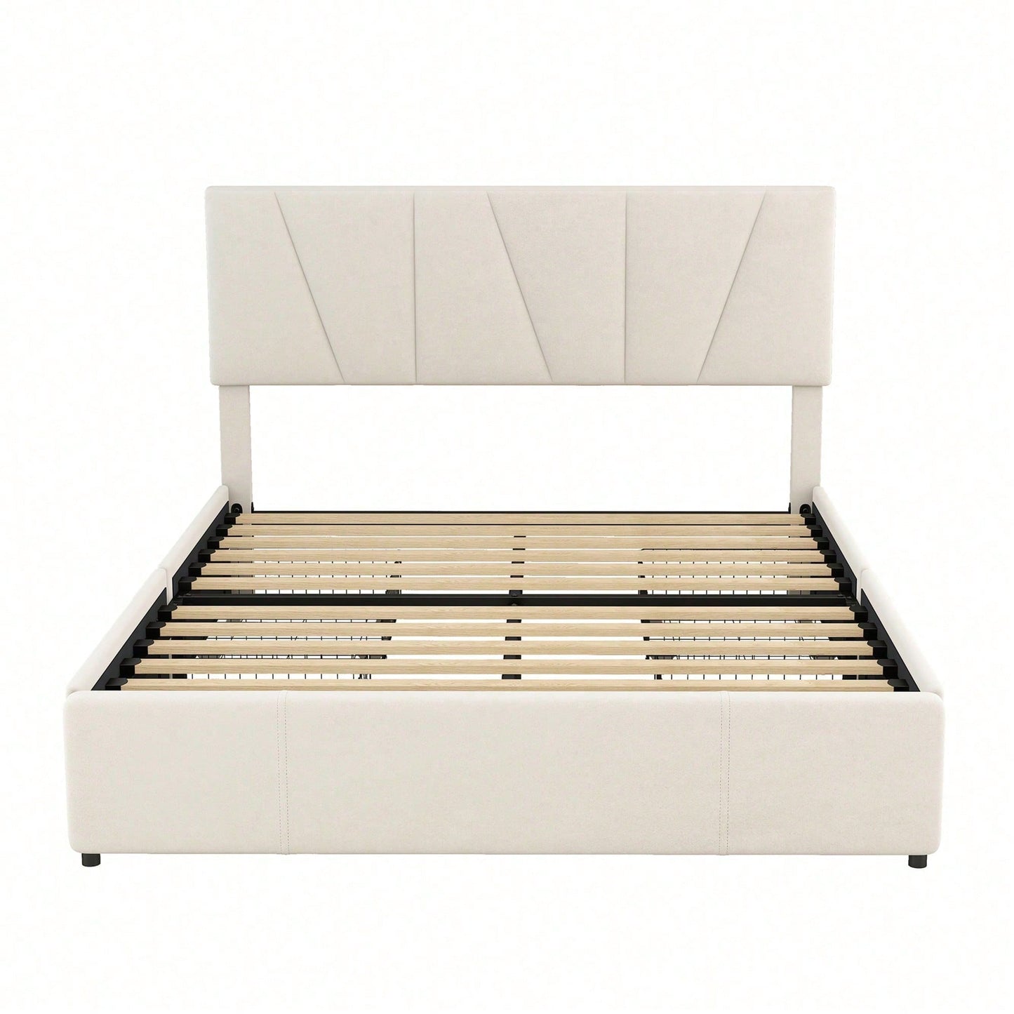 Double Size Polster Plattform Bett mit vier Schubladen auf zwei Seiten,Verstellbares Kopfteil,Grau(140*200cm)