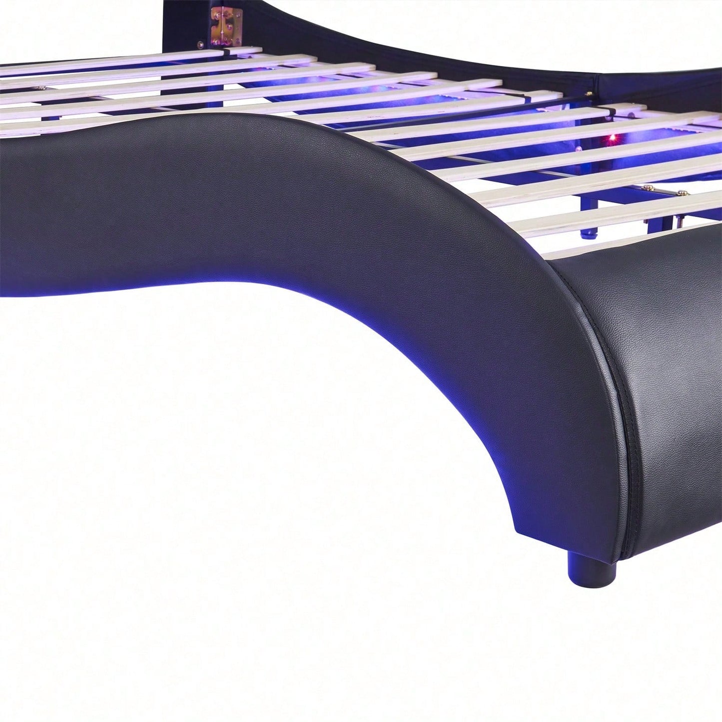 Polsterbett 140*200cm Kunstlederbett mit LED-Lichtbettgestell mit Lattenrosten Schwarz