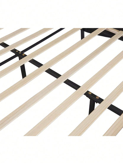 Polsterbett 140*200cm Kunstlederbett mit LED-Lichtbettgestell mit Lattenrosten Schwarz
