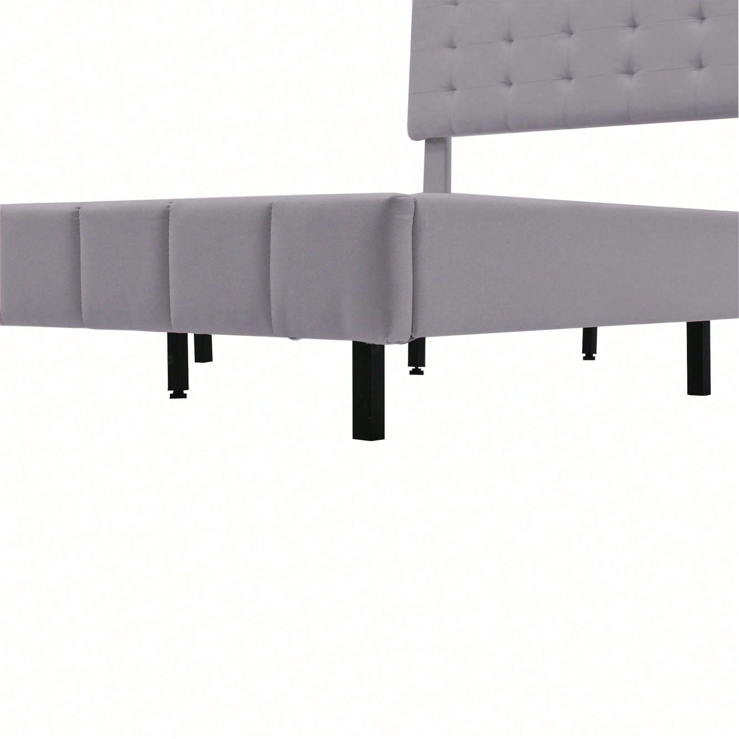 Polsterbett 140 x 200 cm, gepolsterter Schwebebettrahmen mit LED-Leuchten und Kopfteildesign,(Matratze nicht enthaltet)  flächiges Doppelbett-Gästebett in hautfreundlichem Leinen Beige