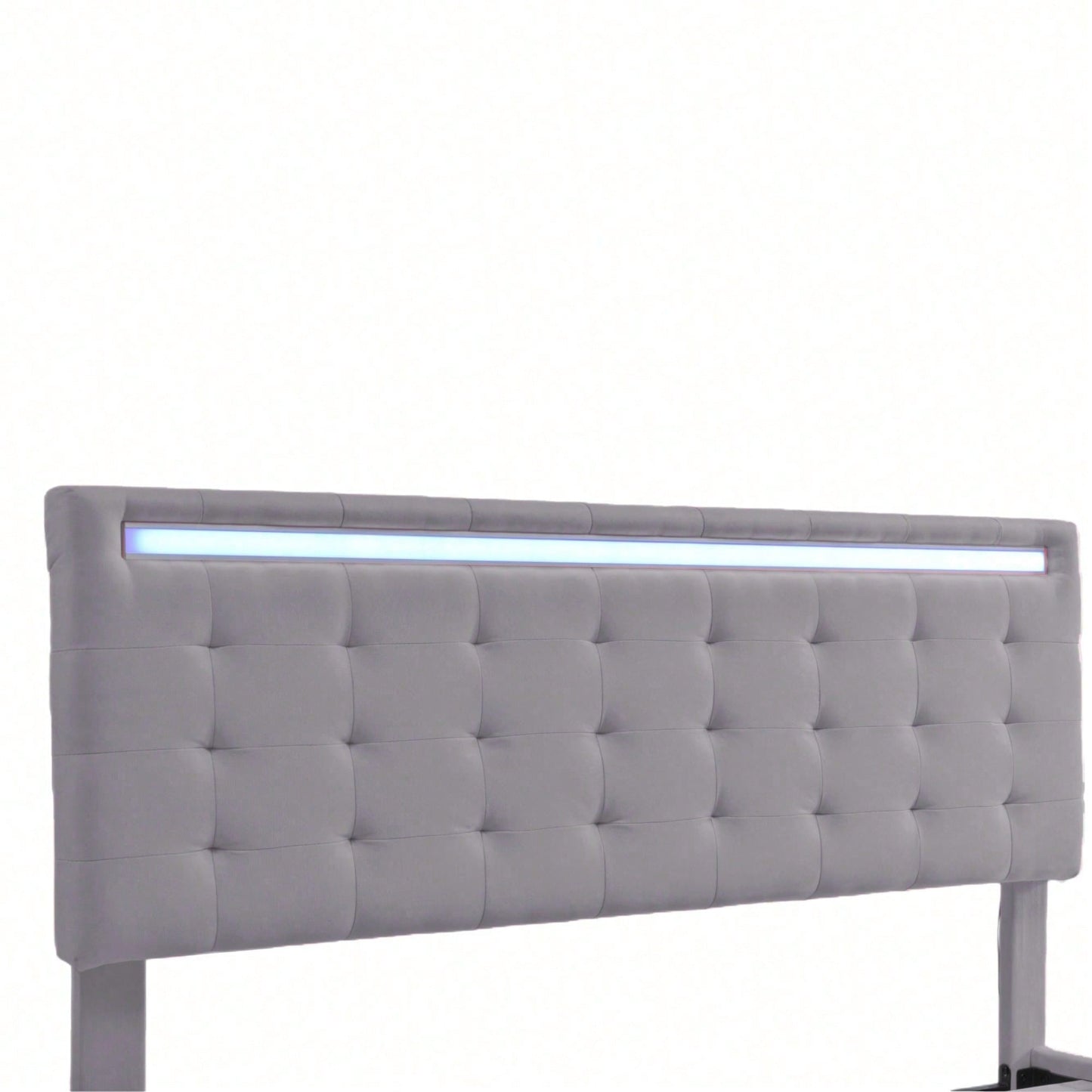 Polsterbett 140 x 200 cm, gepolsterter Schwebebettrahmen mit LED-Leuchten und Kopfteildesign,(Matratze nicht enthaltet)  flächiges Doppelbett-Gästebett in hautfreundlichem Leinen Beige