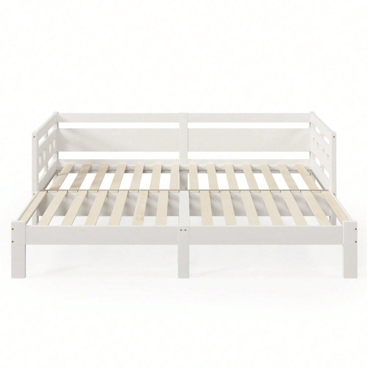 Daybett Tagesbett ,Ausziehbar Bett,90*200cm,Kiefer massiv, mit 2. Schlafgelegenheit und Rollrost Herzform Bett Weiß