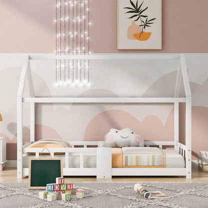 Kinderbett Hausbett 90 x 200 cmHolzbett für Kinderzimmer inkl.Tafel Lattenrosten Rausfallschutz, aus Kiefernholz Grau (ohne Matratze)  Item Code: WF197916AAG First Arrival Date: 2022-05-20 Return Rate: Moderate