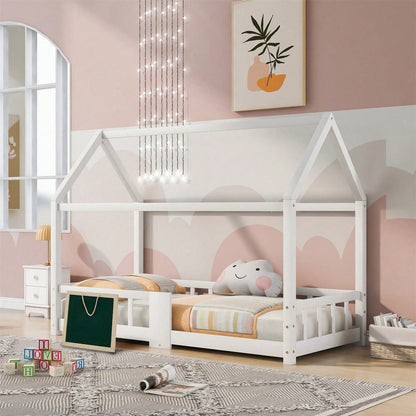 Kinderbett Hausbett 90 x 200 cmHolzbett für Kinderzimmer inkl.Tafel Lattenrosten Rausfallschutz, aus Kiefernholz Grau (ohne Matratze)  Item Code: WF197916AAG First Arrival Date: 2022-05-20 Return Rate: Moderate