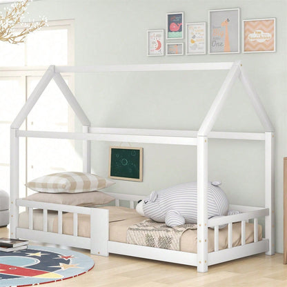 Kinderbett Hausbett 90 x 200 cmHolzbett für Kinderzimmer inkl.Tafel Lattenrosten Rausfallschutz, aus Kiefernholz Grau (ohne Matratze)  Item Code: WF197916AAG First Arrival Date: 2022-05-20 Return Rate: Moderate