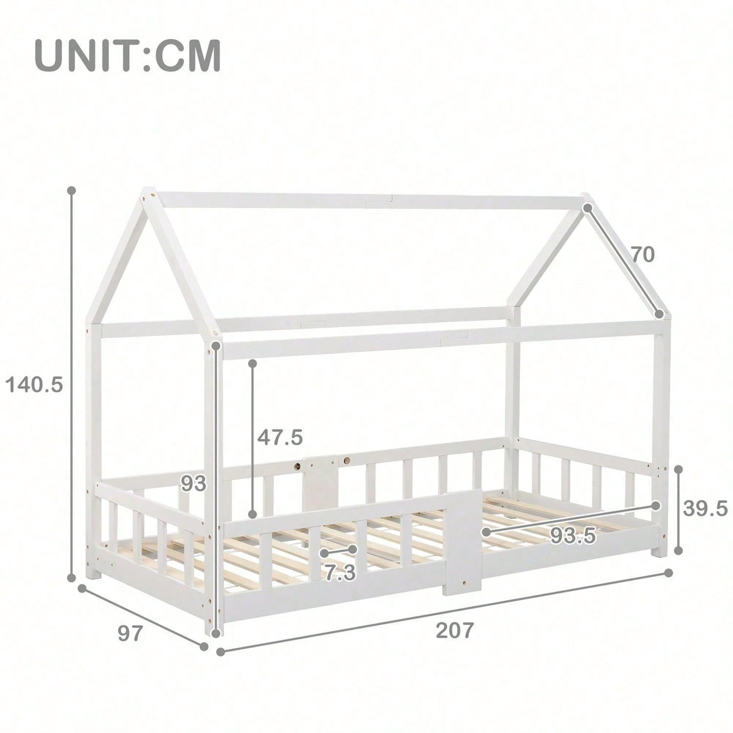 Kinderbett Hausbett 90 x 200 cmHolzbett für Kinderzimmer inkl.Tafel Lattenrosten Rausfallschutz, aus Kiefernholz Grau (ohne Matratze)  Item Code: WF197916AAG First Arrival Date: 2022-05-20 Return Rate: Moderate