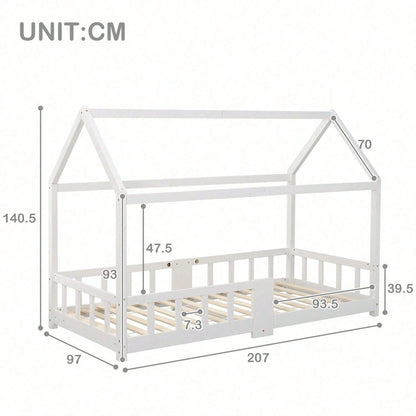 Kinderbett Hausbett 90 x 200 cmHolzbett für Kinderzimmer inkl.Tafel Lattenrosten Rausfallschutz, aus Kiefernholz Grau (ohne Matratze)  Item Code: WF197916AAG First Arrival Date: 2022-05-20 Return Rate: Moderate