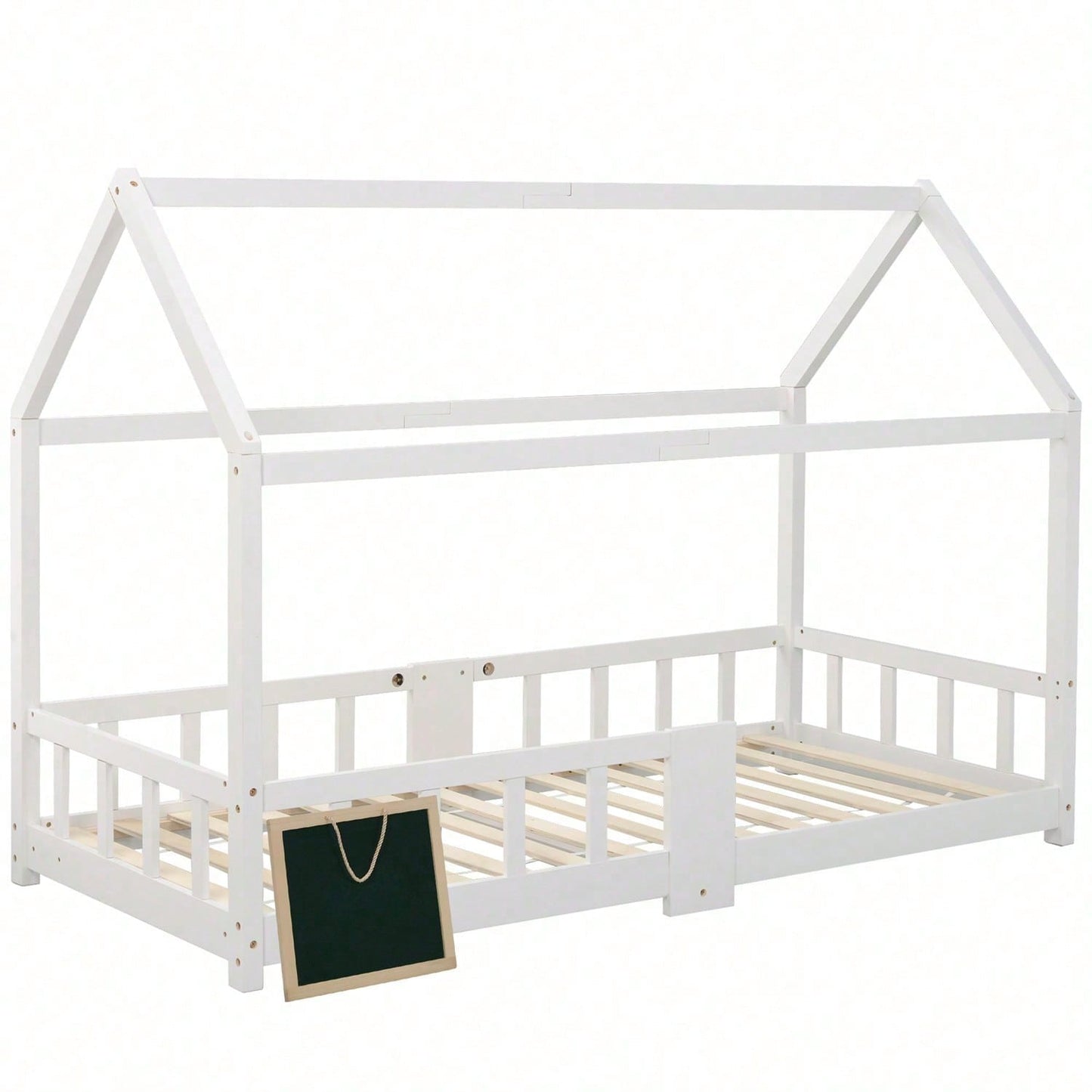 Kinderbett Hausbett 90 x 200 cmHolzbett für Kinderzimmer inkl.Tafel Lattenrosten Rausfallschutz, aus Kiefernholz Grau (ohne Matratze)  Item Code: WF197916AAG First Arrival Date: 2022-05-20 Return Rate: Moderate