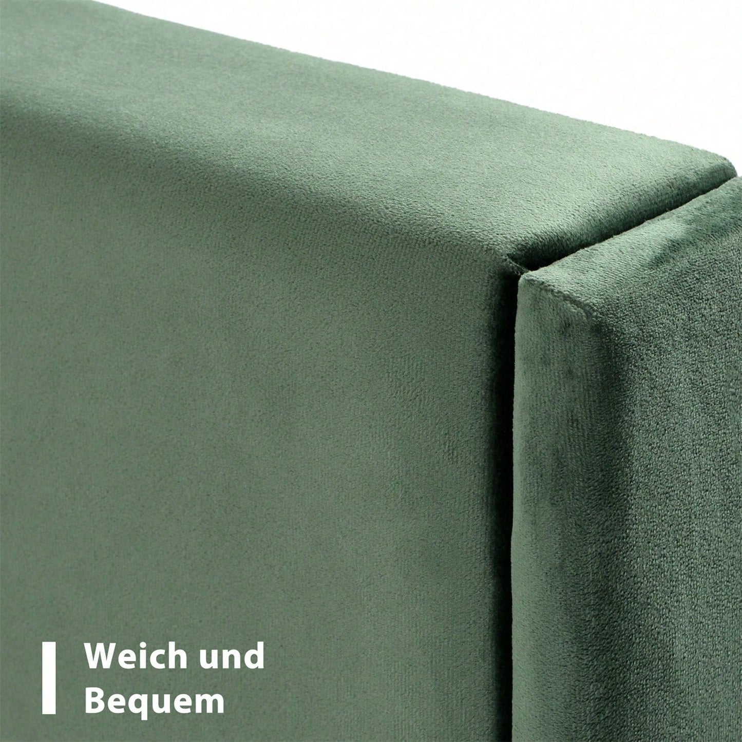 Polsterbett 90 x 200 cm, Bettgestell mit Lattenrost & Kopfteil, gepolstertes Doppelbett, Textilbezug Samt in Dunkelgrün, Zeitloses modernes Design, Jugendbett