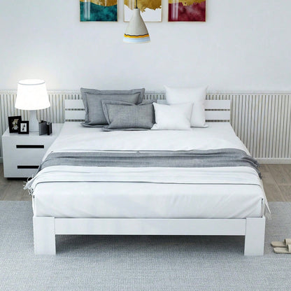 Holzbett Doppelbett mit Kopfteil aus Bettgestell mit Lattenrost-200 x 140 cm Massivholz Massiv Doppelbett als Kieferbett verwendbar