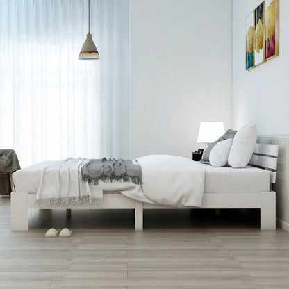 Holzbett Doppelbett mit Kopfteil aus Bettgestell mit Lattenrost-200 x 140 cm Massivholz Massiv Doppelbett als Kieferbett verwendbar
