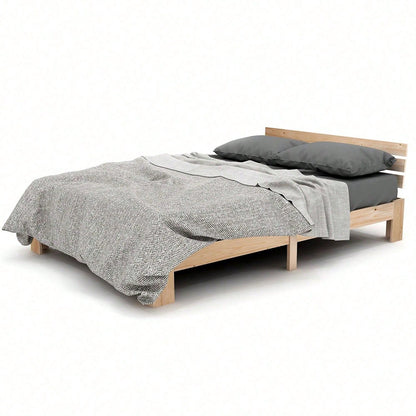 Holzbett Doppelbett mit Kopfteil aus Bettgestell mit Lattenrost-200 x 140 cm Massivholz Massiv Doppelbett als Kieferbett verwendbar