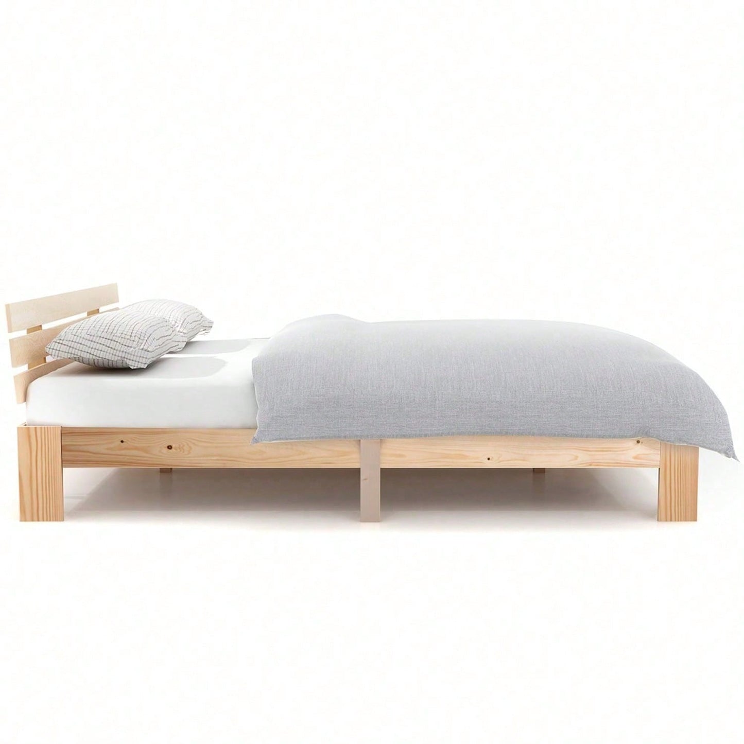 Holzbett Doppelbett mit Kopfteil aus Bettgestell mit Lattenrost-200 x 140 cm Massivholz Massiv Doppelbett als Kieferbett verwendbar