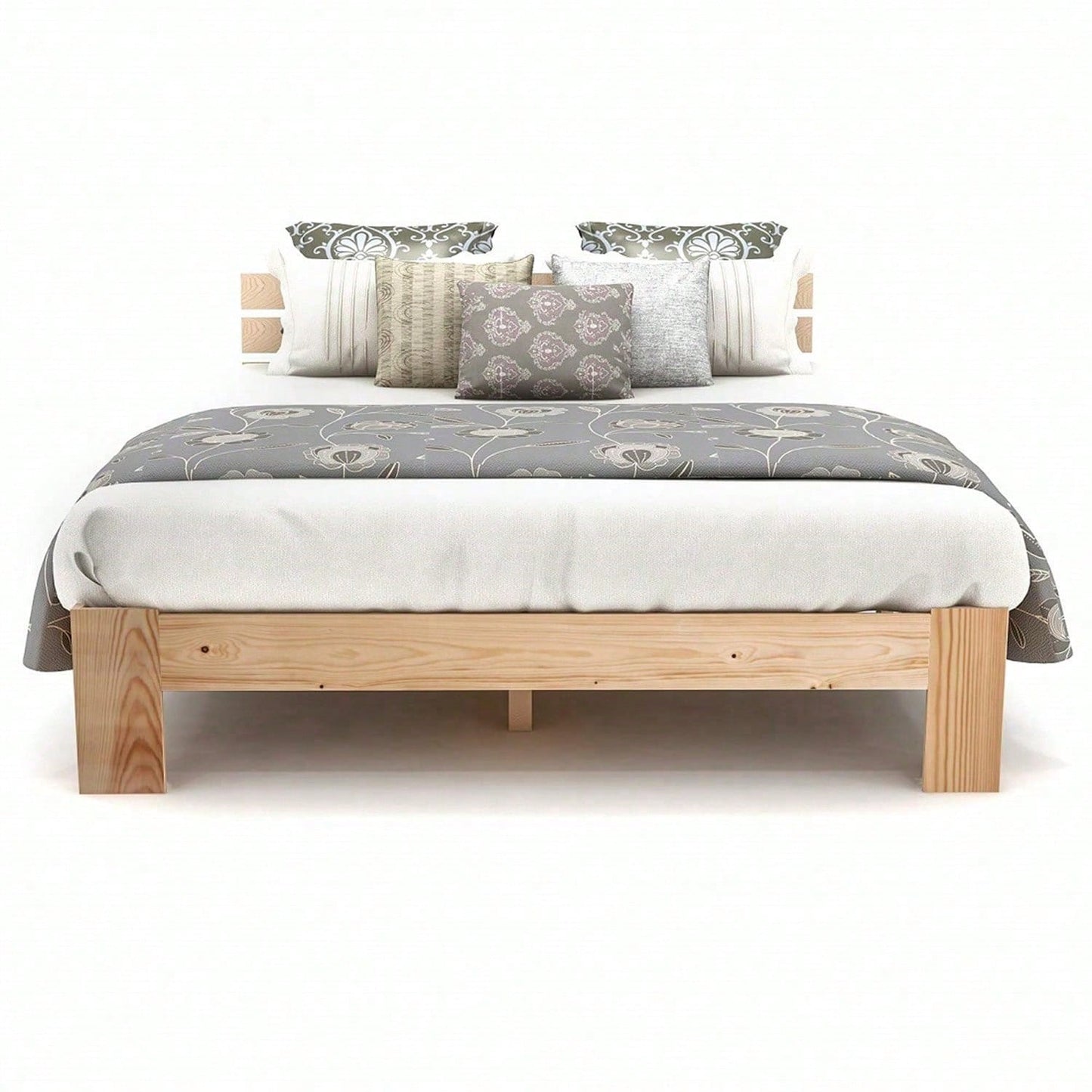 Holzbett Doppelbett mit Kopfteil aus Bettgestell mit Lattenrost-200 x 140 cm Massivholz Massiv Doppelbett als Kieferbett verwendbar