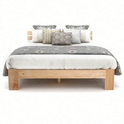Holzbett Doppelbett mit Kopfteil aus Bettgestell mit Lattenrost-200 x 140 cm Massivholz Massiv Doppelbett als Kieferbett verwendbar