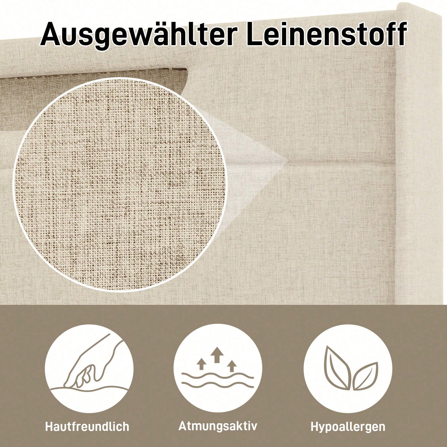 Polsterbett LED Doppelbett mit USB Typ C Ladefunktion und LED-Beleuchtung,Stauraumbetten Bettgestell aus Leinenmaterial Jugendbett 140x200 mit lattenrost(