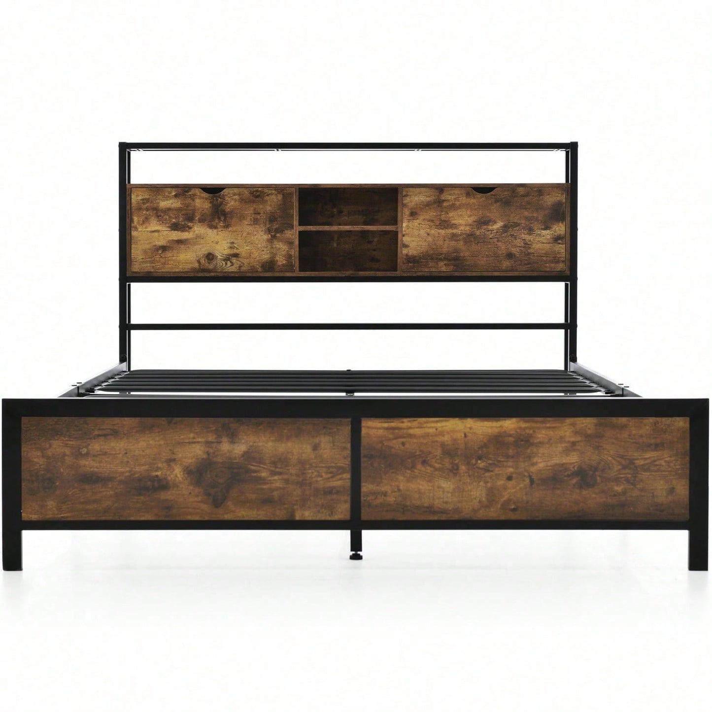 Metallbett Jugendbetten Doppelbett 140 x 200 cm mit Stauraum-Kopfteil und Metall Lattenrost, Kinderbett Metall Bettgestell Bettrahmen Für Erwachsene, Kinder, Jugendliche